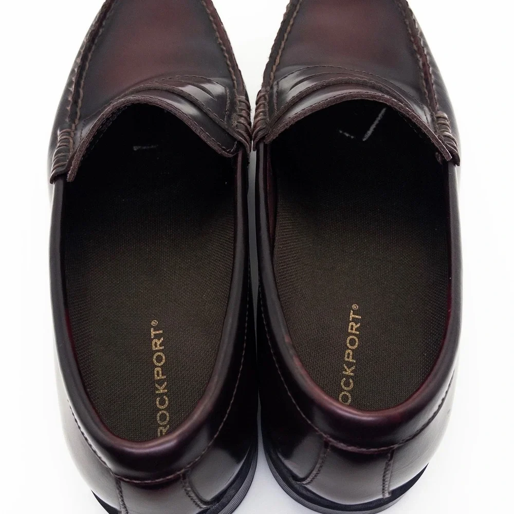 Rockport APM7438E Men's Penny Loafers Cordovan Burgundy Leather 8.5M